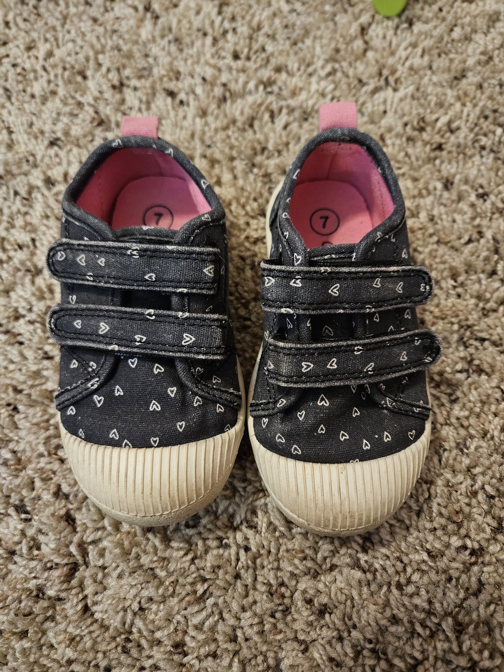 Kids Heart-Print Velcro Canvas Sneakers
